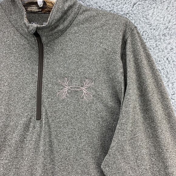 Under Armour Mens Loose Fit Heat Gear Medium 13/4 Zip Gray Pullover Long Sleeve - Picture 4 of 12